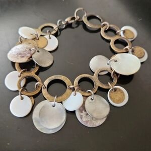 Vintage Brass & Shell Bracelet